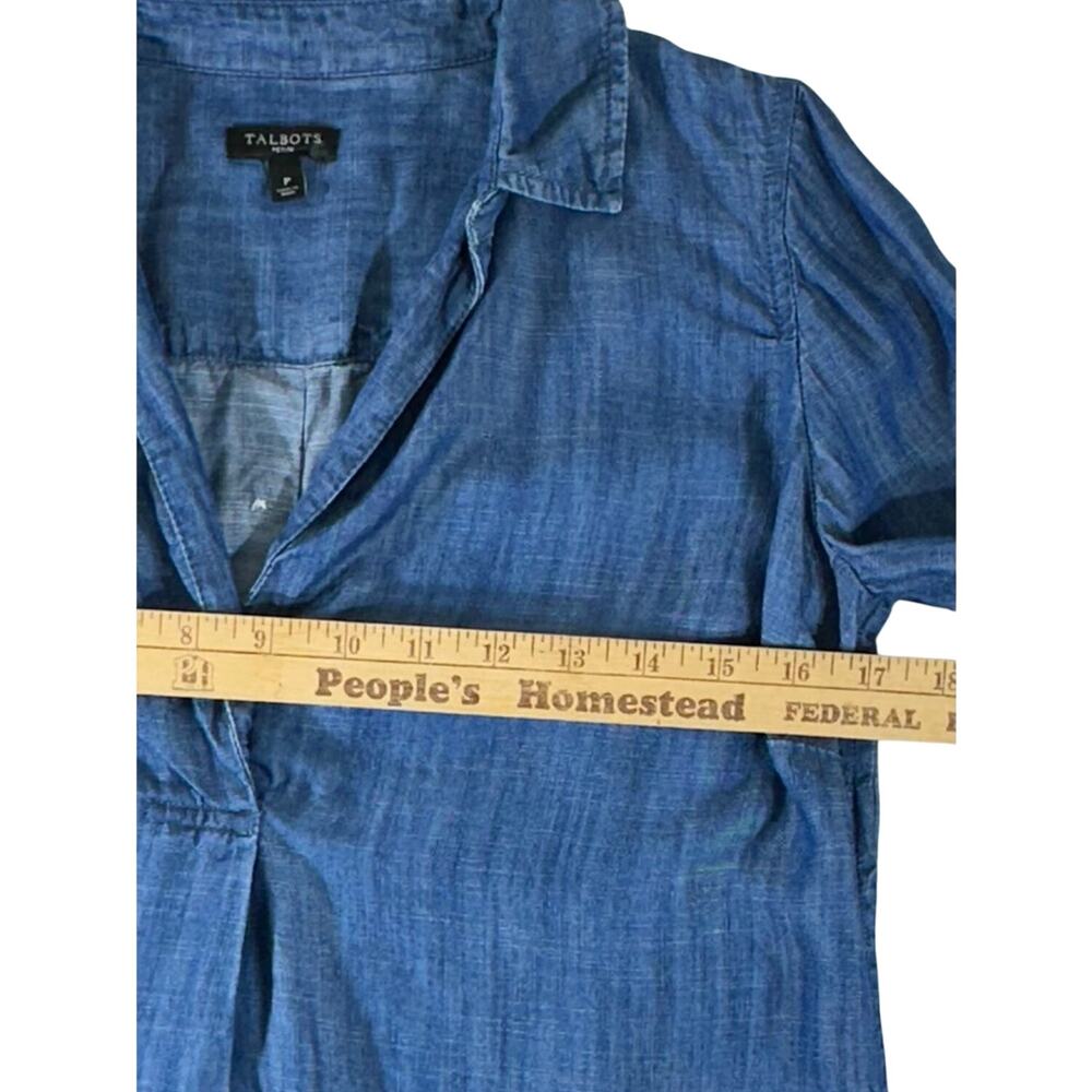 Talbots Popover Top Size P Petite Button Back Rol… - image 7